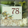 Enamelled street number : blue tit decor