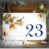 Home white enamel plate blue tits decoration
