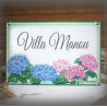 House name plate enamelled Hydrangeas decoration