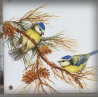 Plaque de maison émaillée décor Mésanges bleues 13,5x20cm