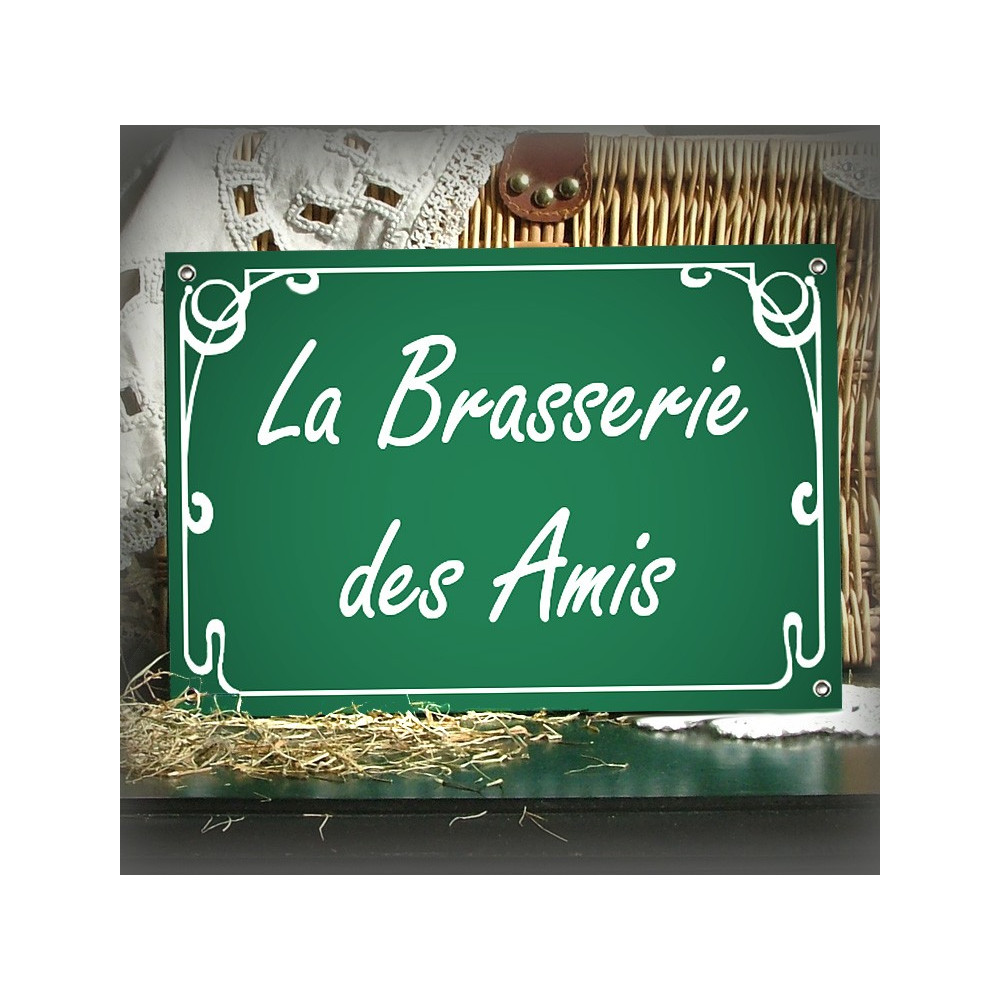 Plaque émaillée à l'ancienne couleur vert 30x20cm