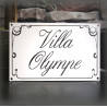 White personalized enamel plate 9.2x5.6in - net and font in the choice