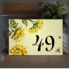Enamelled street number sunflower decor