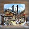 Numéro de rue émaillé : décor Montagne moutons, 15x15cm