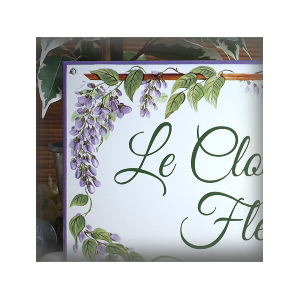 Big Enamel house plate  wisteria  décor with your text customized