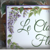 Grande Plaque de Maison décor Glycine en émail avec votre texte personnalisé