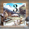 Numéro de rue émaillé : décor Montagne Marmottes, 15x15cm