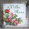 Home plate enamelled Basket of Roses decoration 6x6in