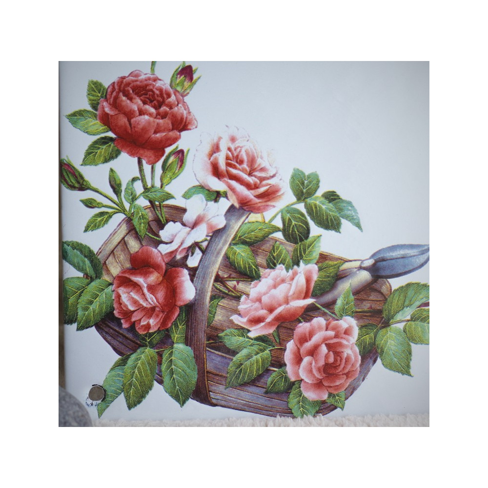 Home plate enamelled Basket of Roses decoration 6x6in