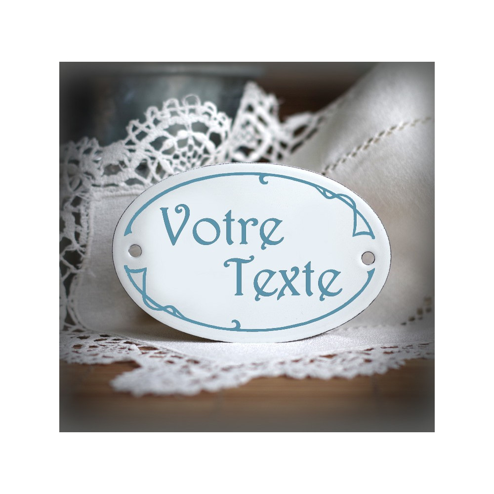 Plaque ovale émail blanc personnalisé avec votre texte