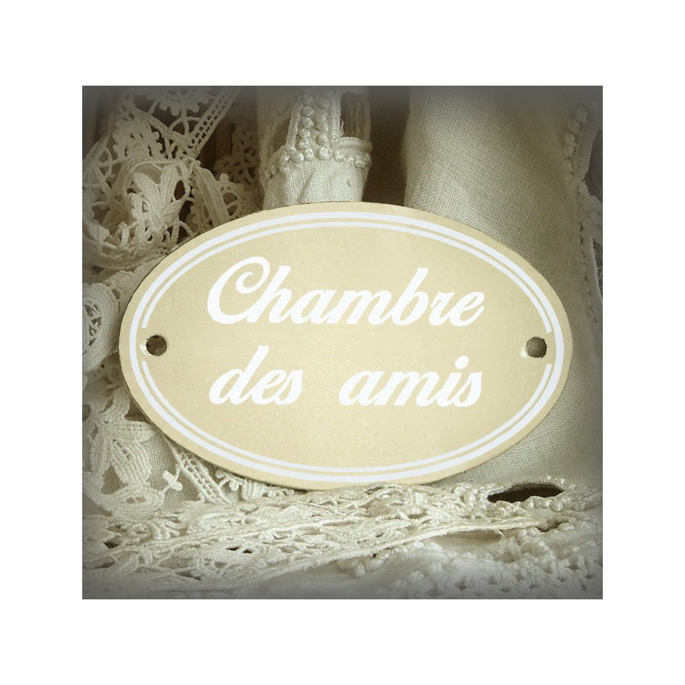 Plaque Ovale de porte en émail ivoire