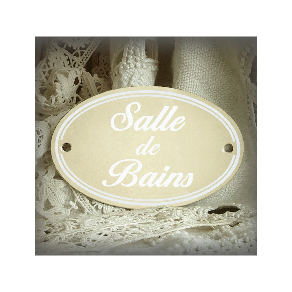 Plaque Ovale de porte en émail ivoire