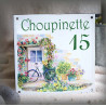 Plaque de Maison émaillée : décor Maison fleurie, 15x15cm