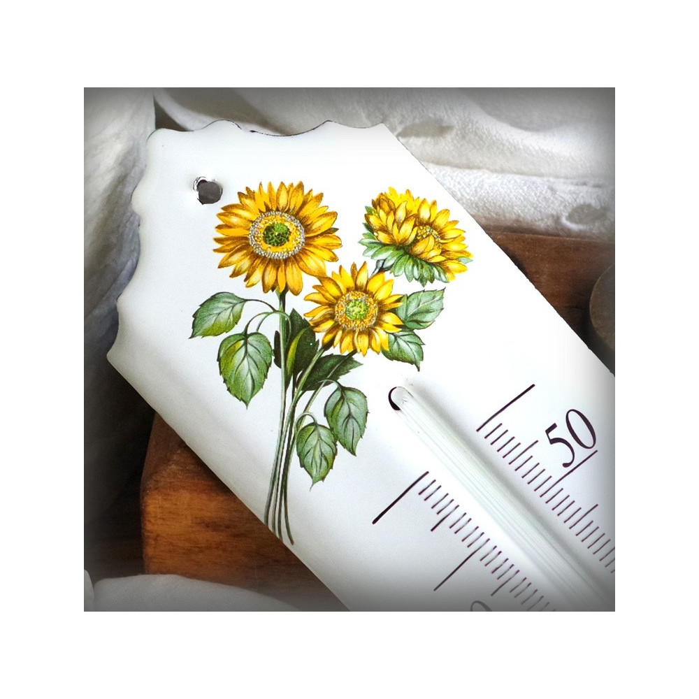 Thermomètre émail décor Tournesol
