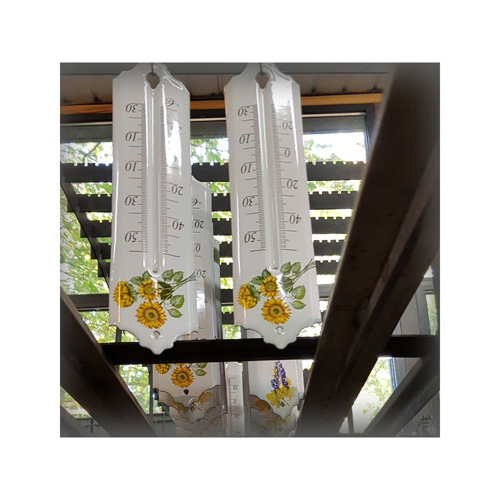 Thermomètre émail décor Tournesol