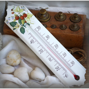 Thermomètre émail décor Framboise