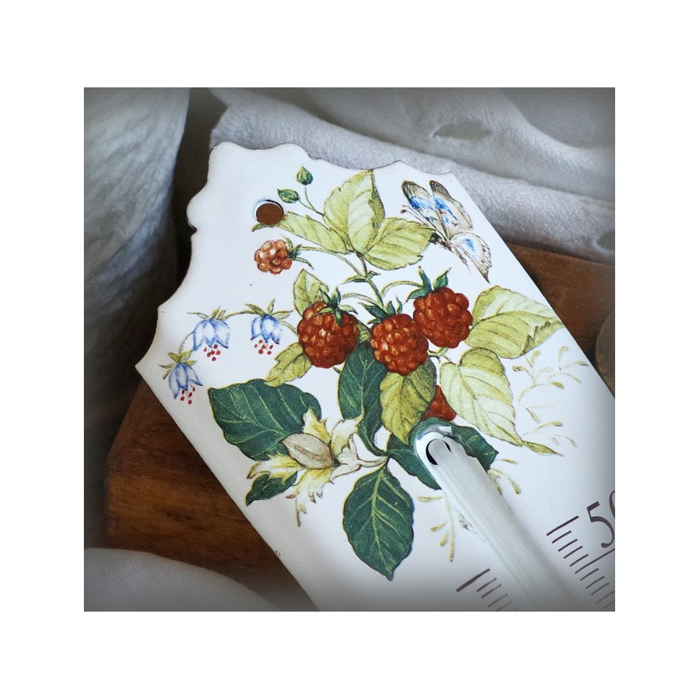 Thermomètre émail décor Framboise