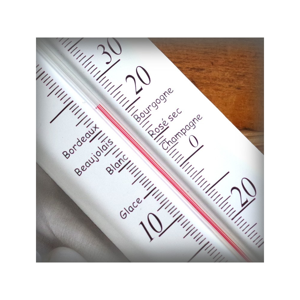 Thermomètre en émail à Vin détail de la sérigraphie