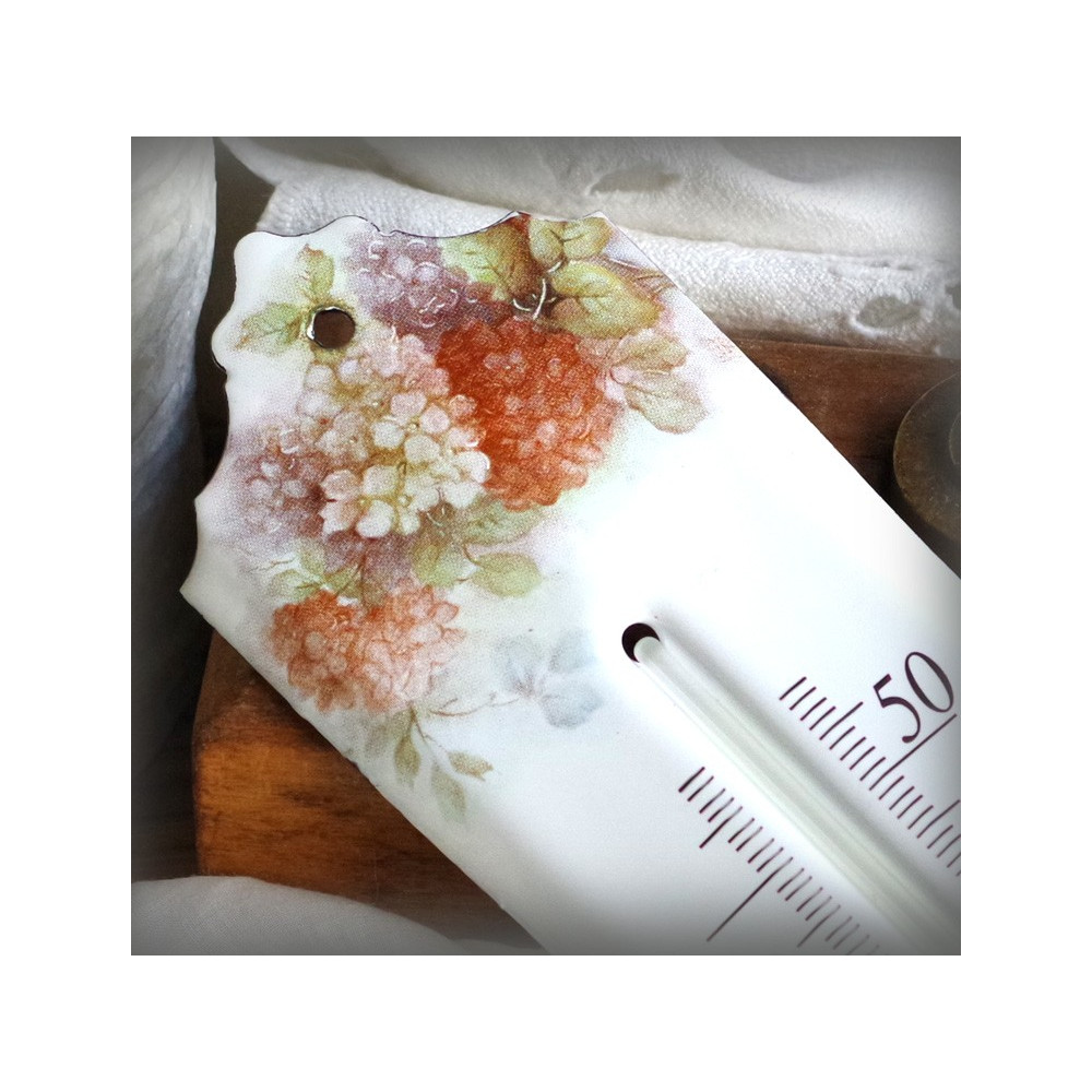 Enamel thermometer decoration Hydrangeas