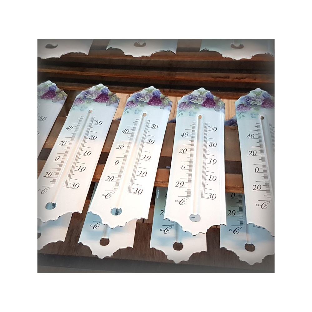 Enamel thermometer decoration Hydrangeas