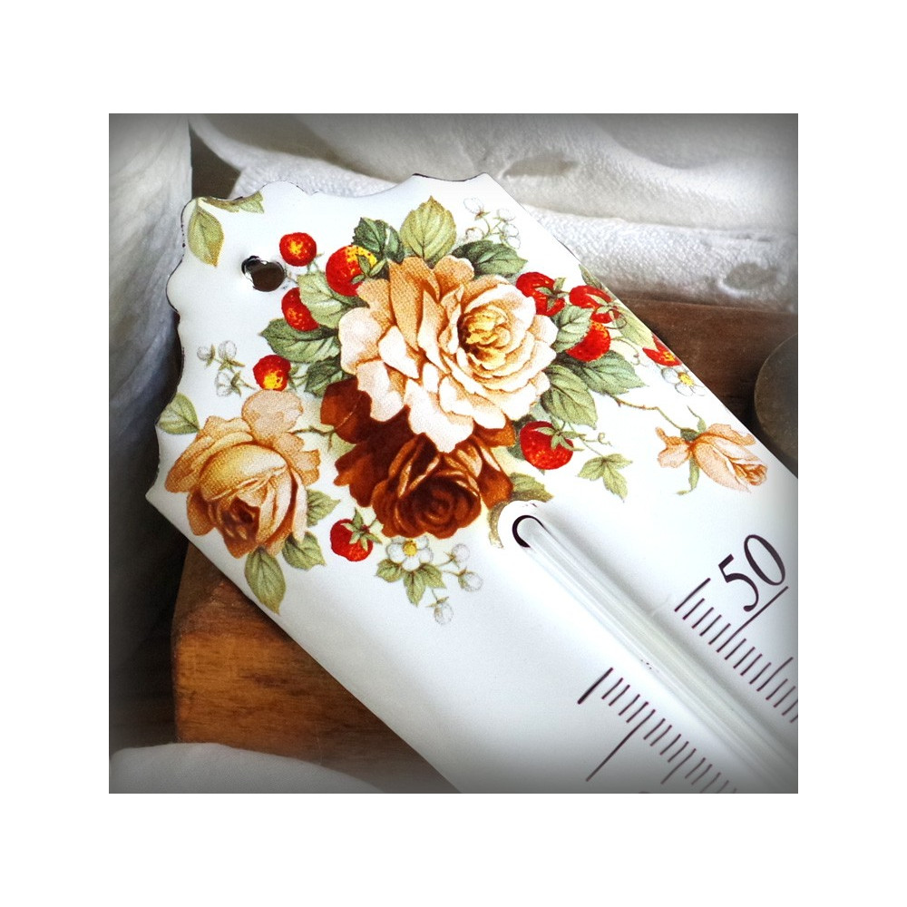 thermomètre en émail décor Roses