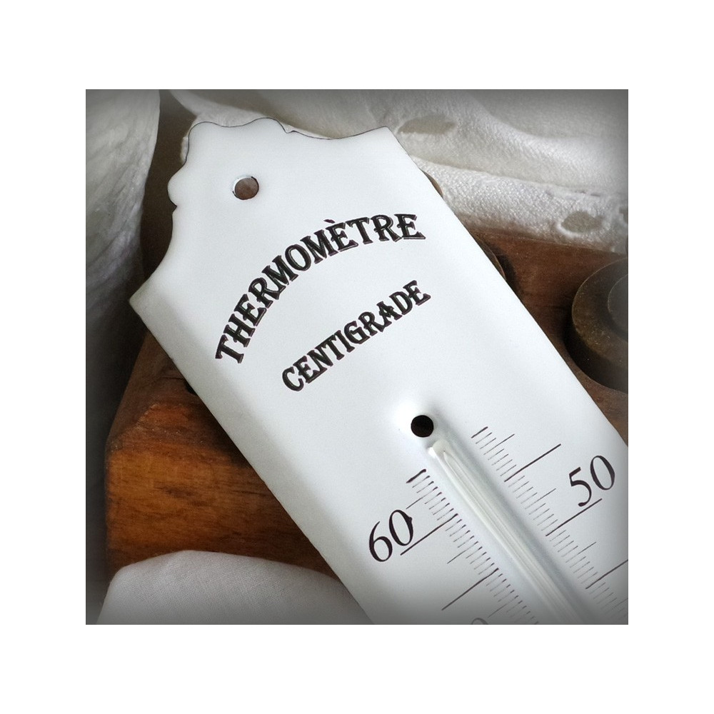 Thermomètre émail blanc 20cm zoom