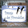 Grande Plaque de Maison émaillée décor Hirondelles avec votre texte personnalisé