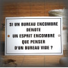 Plaque émaillée "Bureau encombré" filet simple