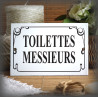 Plaque émaillée "Toilettes Messieurs" filet anglais