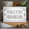 Plaque émaillée "Toilettes Messieurs" filet anglais couleur gris
