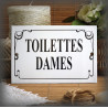Plaque émaillée "Toilettes Dames" filet anglais
