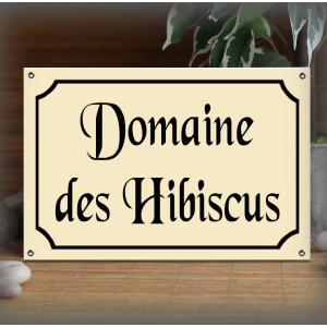 Plaque 30x20cm émail Ivoire personnalisée filet rue police Blue Moon