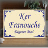 Plaque 30x20cm émail Ivoire personnalisée filet deco police Corsiva