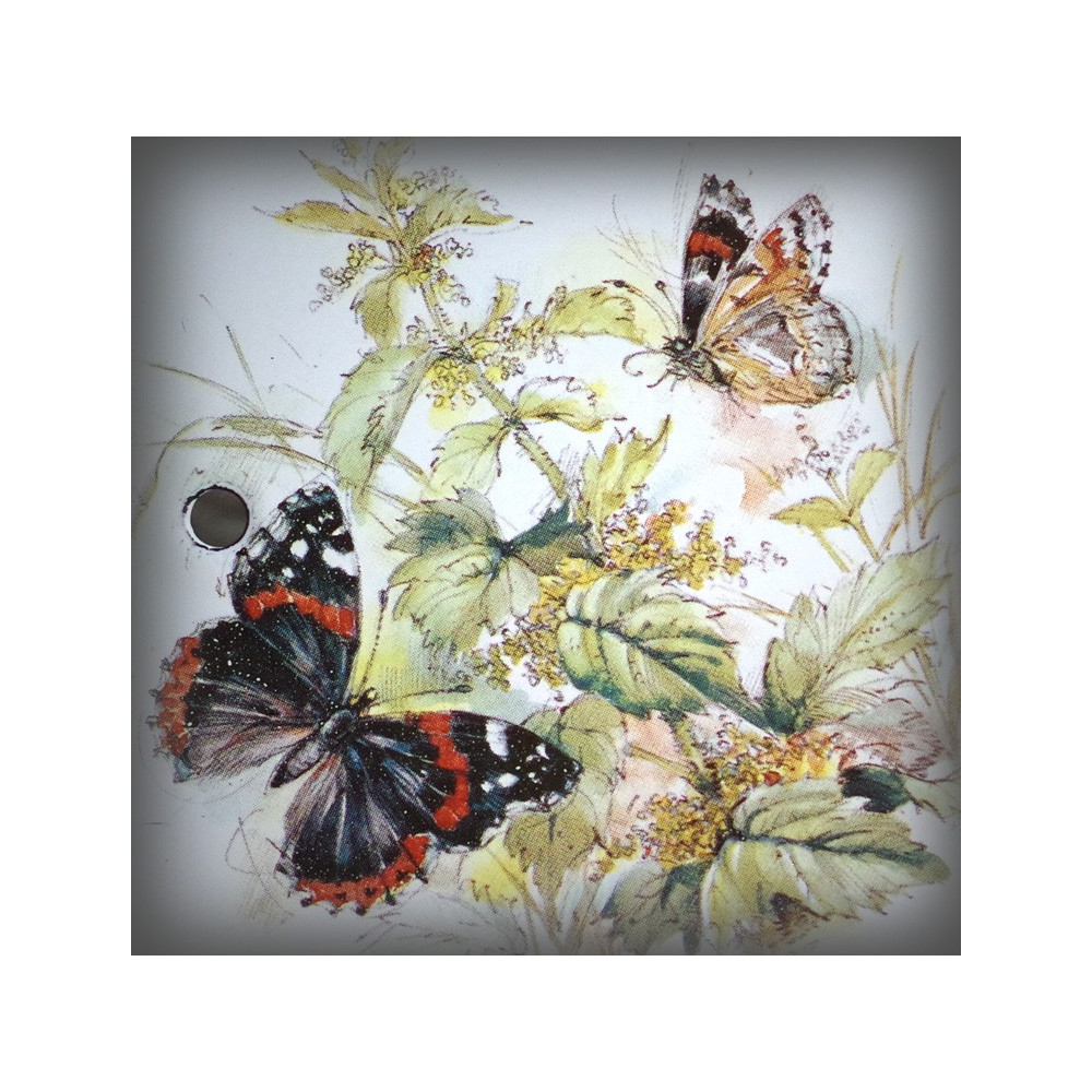 Enamelled street number black and red butterfly decor zoom