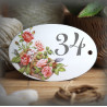 White enamel oval plate Basquet of Roses decor