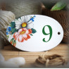 Numéro ovale émaillé décor fleurs de pres