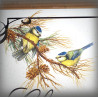 Plaque émaillée gres 30x20cm décor Mésange bleue texte english liseré anglais