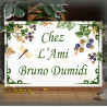 Enamel Home plate 12x8in blackberries decor Corsiva font