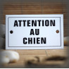 Enamel plate "Attention au chien" with border