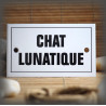 Plaque émaillée 10x6cm "Chat Lunatique" avec filet