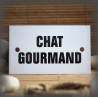 Plaque émaillée 10x6cm "Chat Gourmand" sans filet