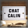 Plaque émaillée 10x6cm "Chat Calin" avec filet