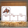 Plaque Box Chevaux émaillée blanc liseré et texte marron décor Capitaine 14x23cm