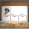 Plaque Box Chevaux émaillée blanc liseré et texte marron décor Frou-Frou 14x23cm