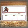 Plaque Box Chevaux émaillée blanc liseré et texte marron décor Tornado 14x23cm