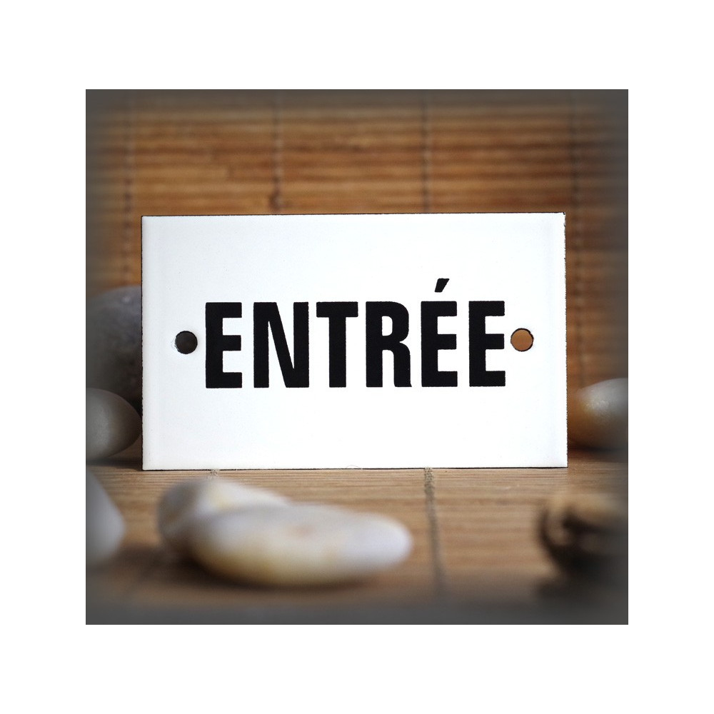 Plaque émaillée 10x6cm "Entrée" avec filet