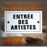 Plaque émaillée 10x6cm "Entrée des Artistes" avec filet
