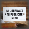 Enamel plate "Ni journaux ni pub merci" with border