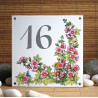 Street Number enamelled Tremières Roses decoration 6x6in