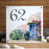 Numéro de rue émaillé décor Maison Hortensia